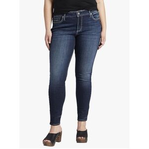 Silver Jeans Co. Womens Plus Size Elyse Mid Rise Skinny Jeans Blue Color Size-18